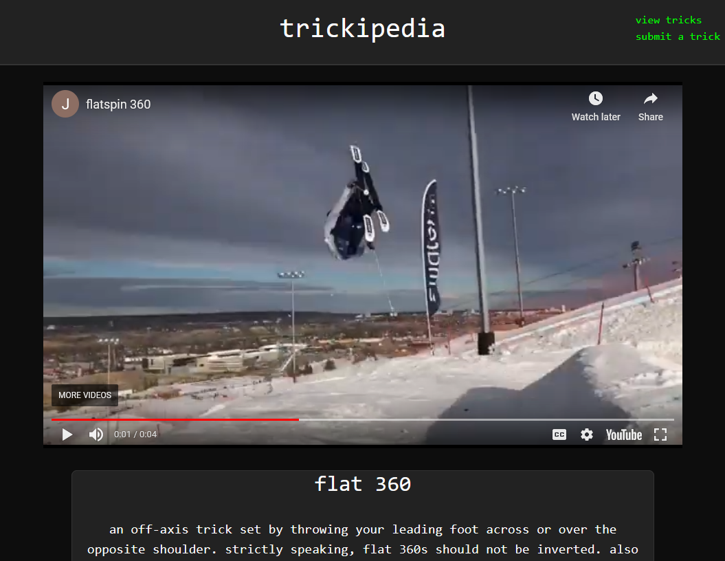 screenshot of trickipedia website